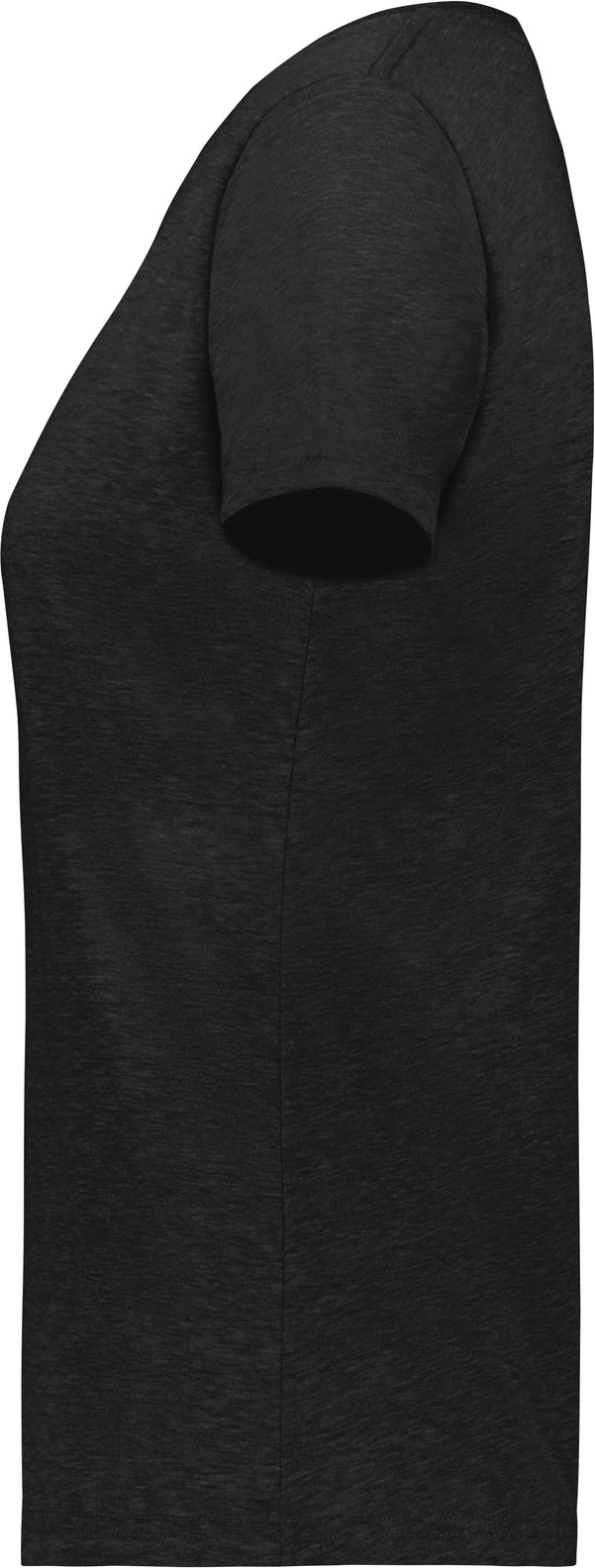 Left View of BLACK HEATHER LDS ALL-DAY C/B TRI BLND TEE