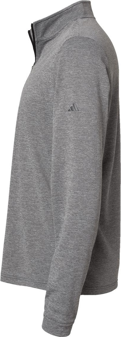 Left View of Black Heather Lightweight Quarter-Zip Pullover - A401