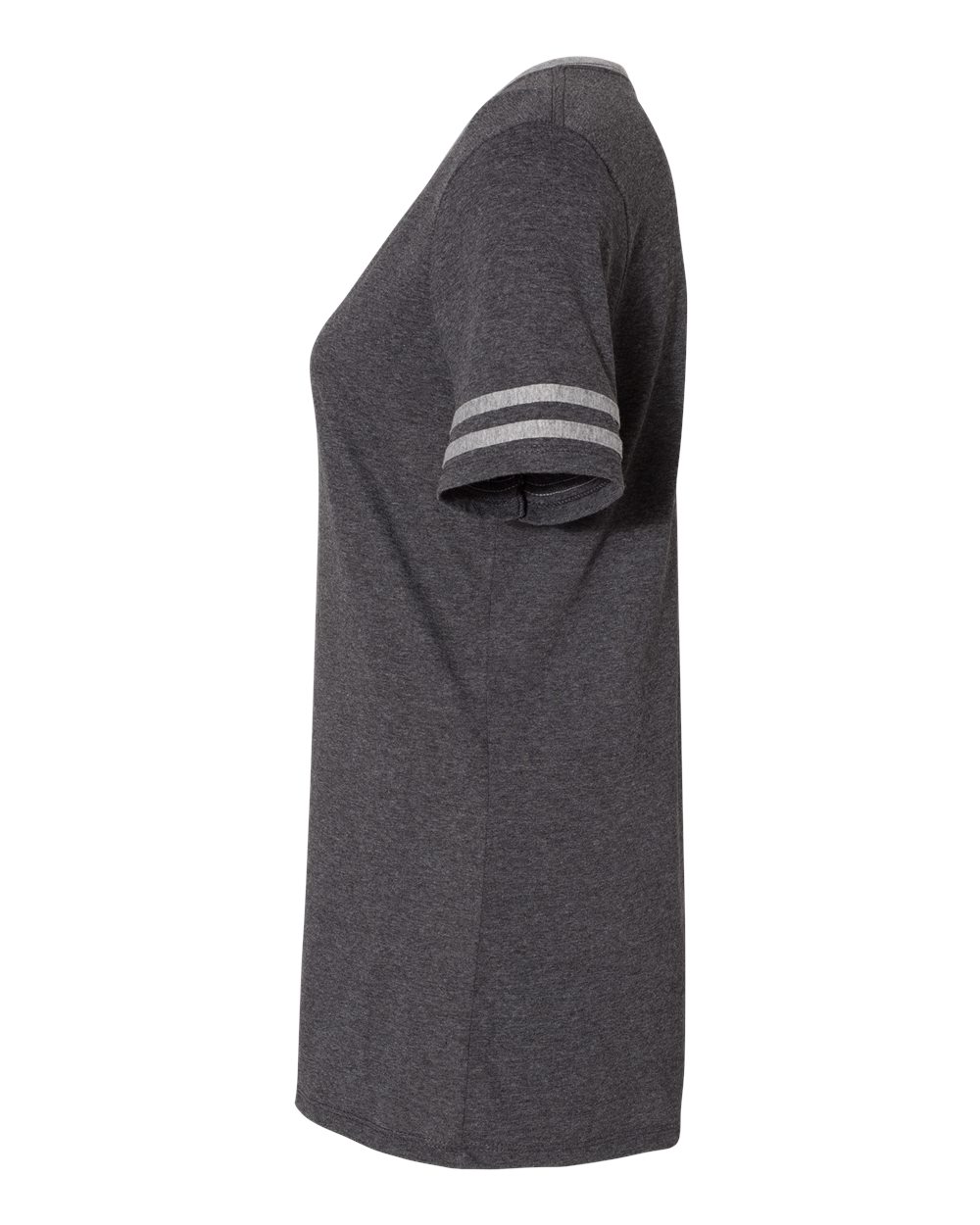 Left View of Black Heather/ Oxford Women&#39;s Varsity Triblend V-Neck T-Shirt - 602WVR