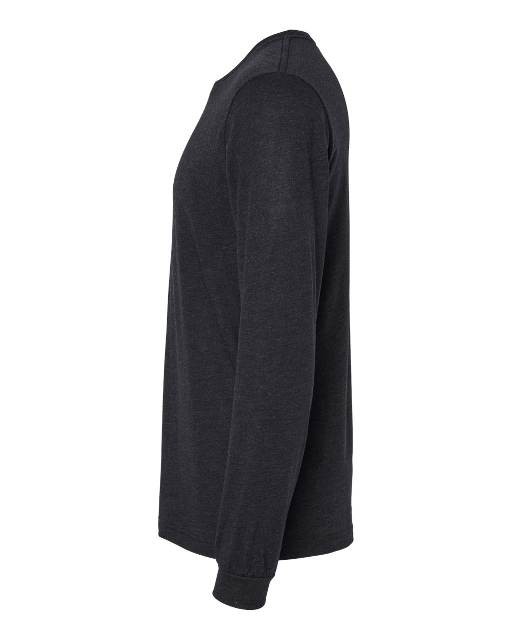 Left View of Black Heather Triblend Triblend Long Sleeve Tee - 3513
