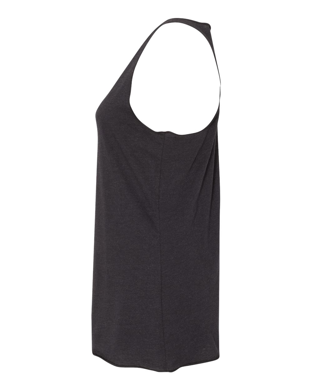 Left View of Black Heather Triblend Women's Triblend Racerback Tank - 8430