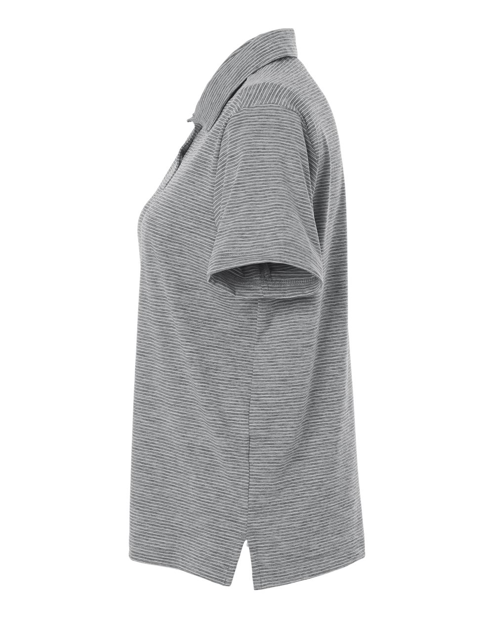 Left View of Black Heather/ White Women's Relay Heathered Stripe Polo - TT125W