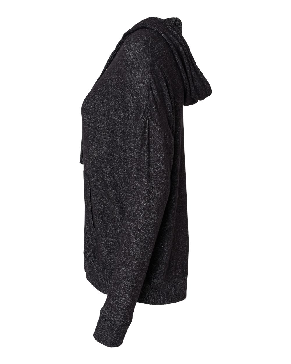Left View of Black Heather Women&#39;s Cuddle Fleece Hooded Pullover - BW1501