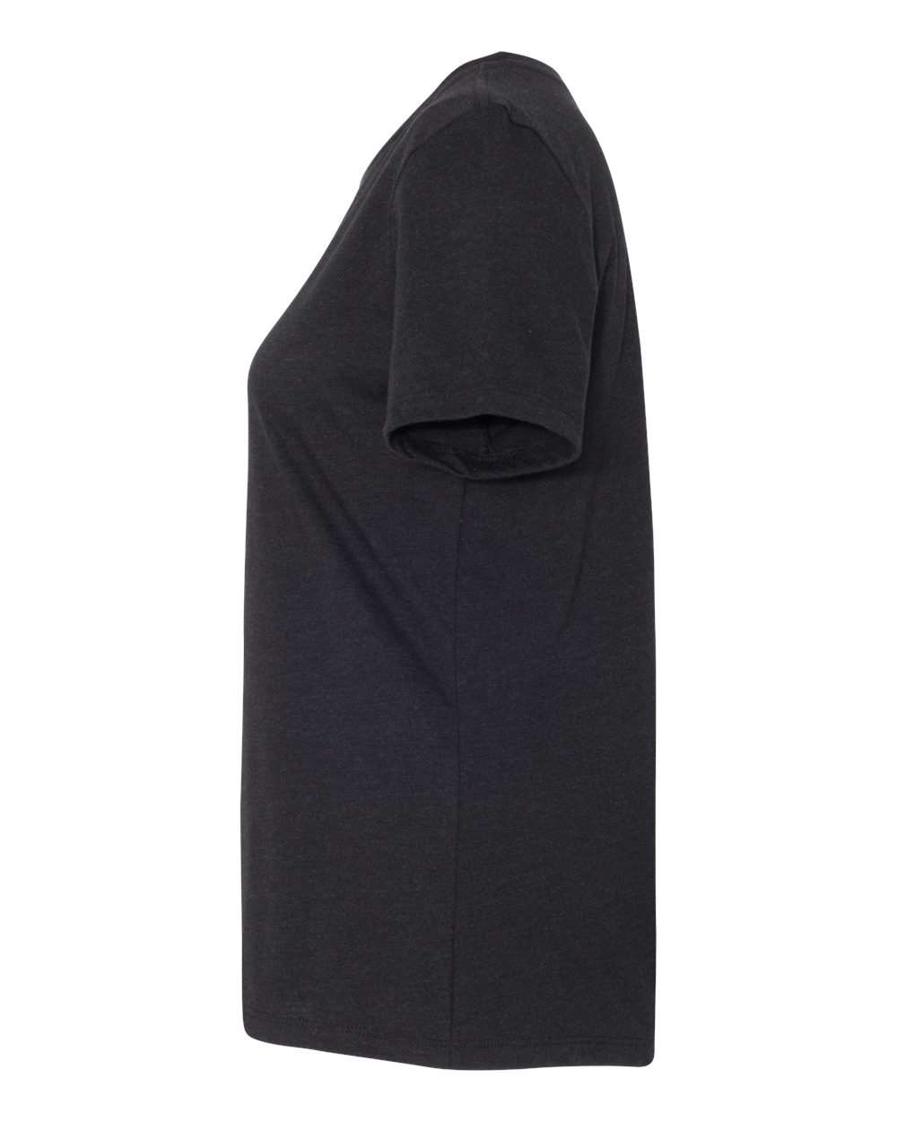 Left View of Black Heather Women’s Relaxed Fit Heather CVC Tee - 6400CVC