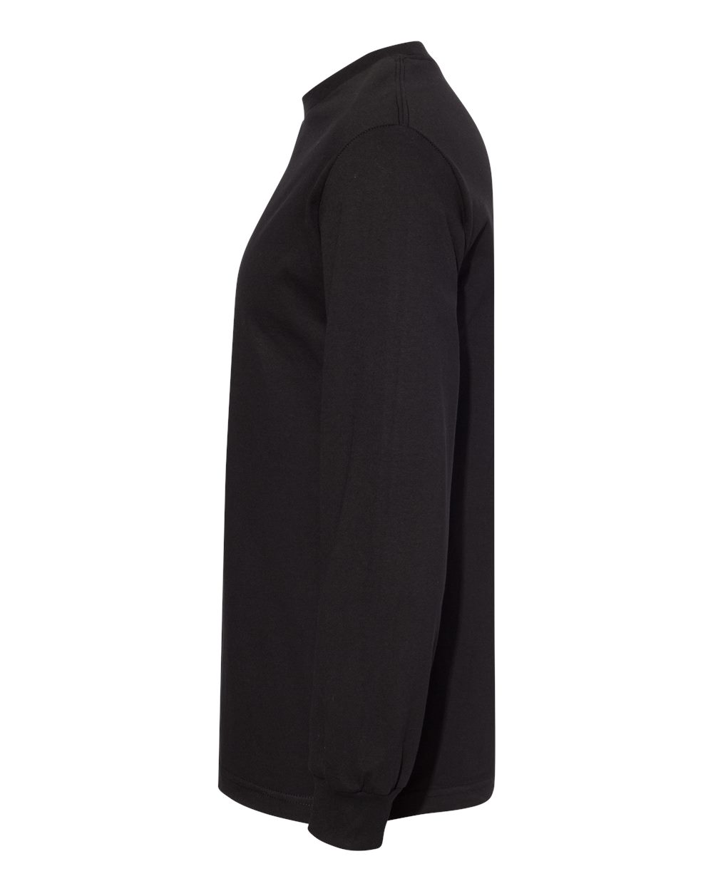 Left View of Black Heavyweight Cotton Long Sleeve Tee - 1304