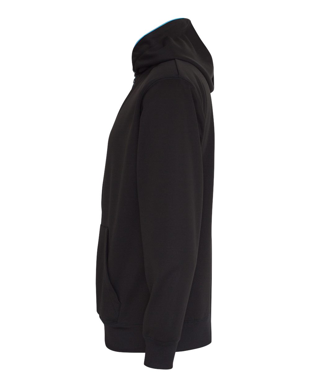 Left View of Black/ Ice Blue Glow Full-Zip Hooded Sweatshirt - 8668