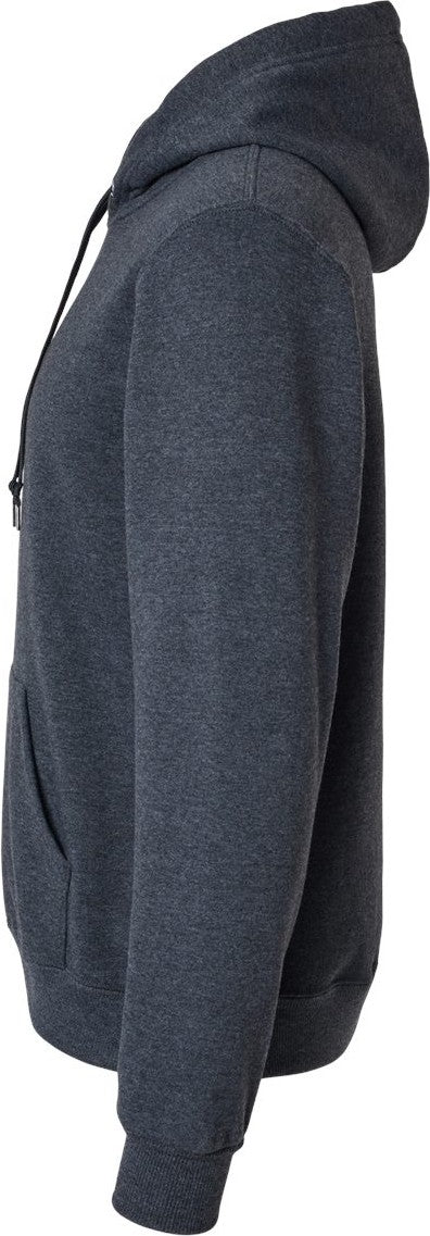 Left View of Black Ink Heather Eco™ Premium Blend Ring-Spun Hooded Sweatshirt - 700MR