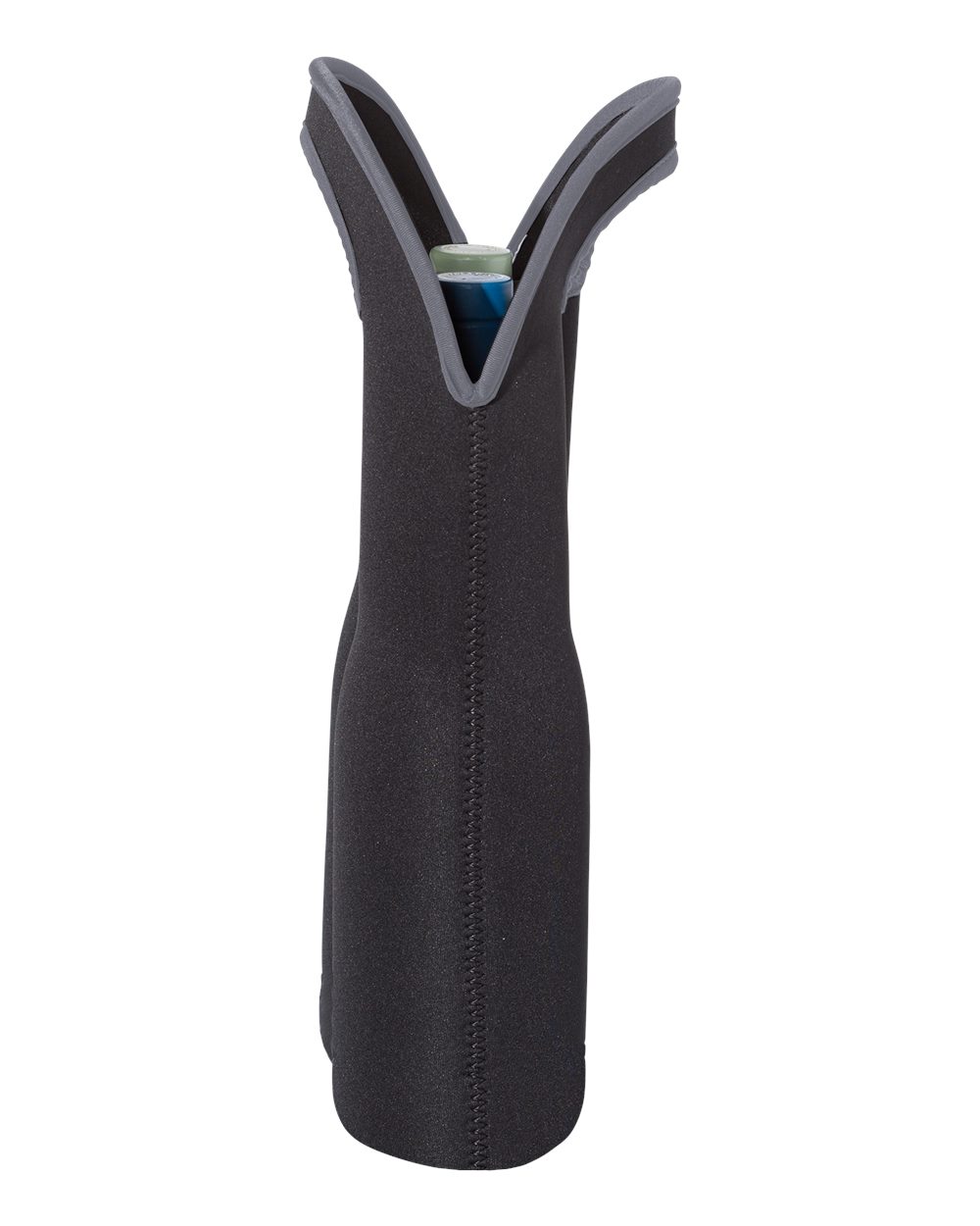 Left View of Black Insulated Neoprene Double Wine Tote - OAD020