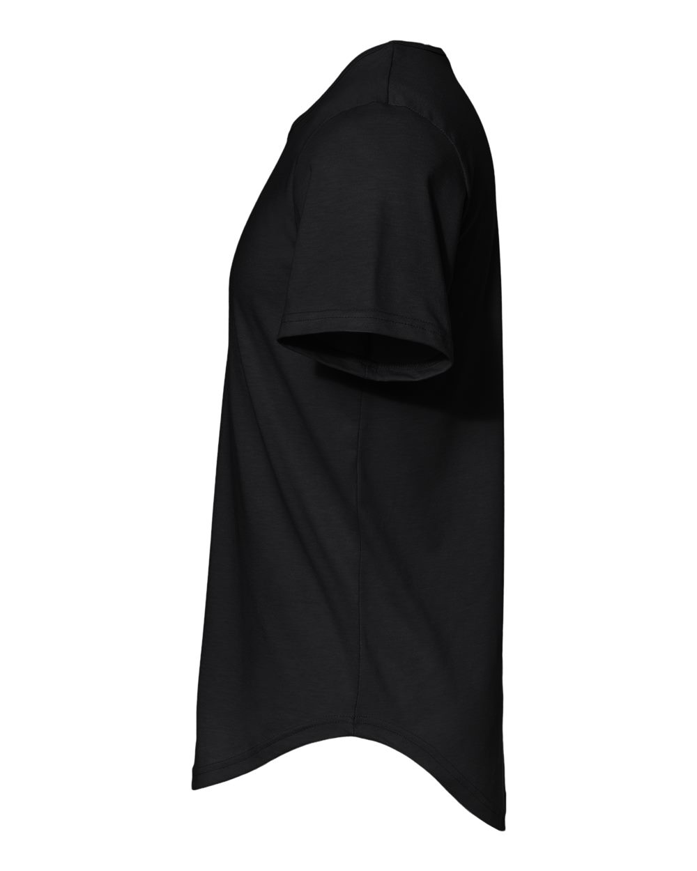 Front View of Black Jersey Curved Hem Tee - 3003