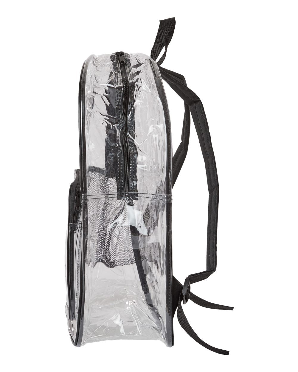 Left View of Black Large 17&quot; Heavy Duty Clear Backpack - 7013