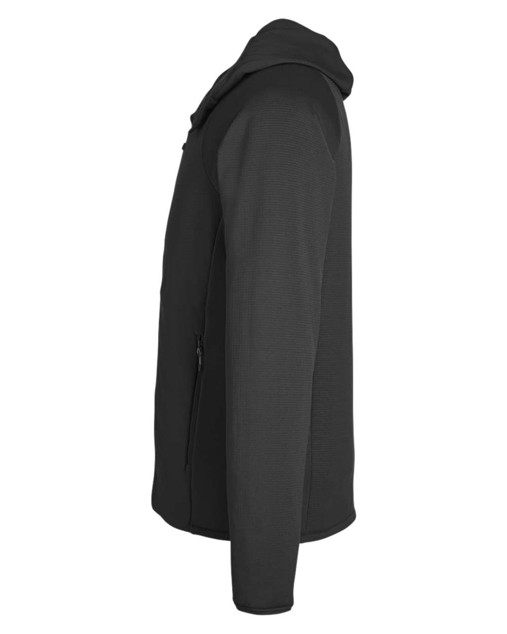 Rear View of Black Leconte Full-Zip Hooded Jacket - M15383