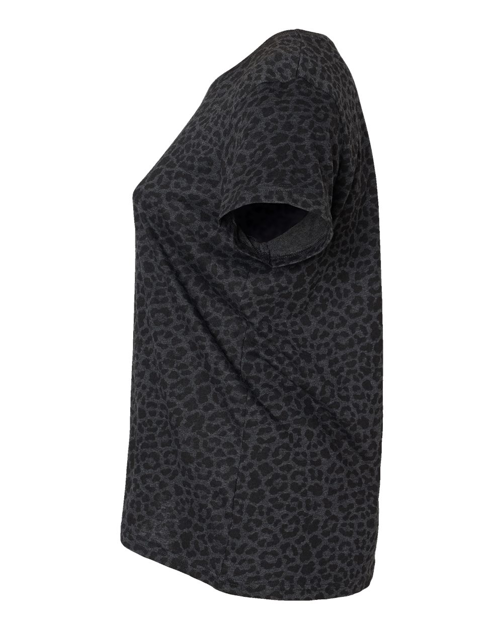 Left View of Black Leopard Curvy Collection Women&#39;s Fine Jersey Tee - 3816
