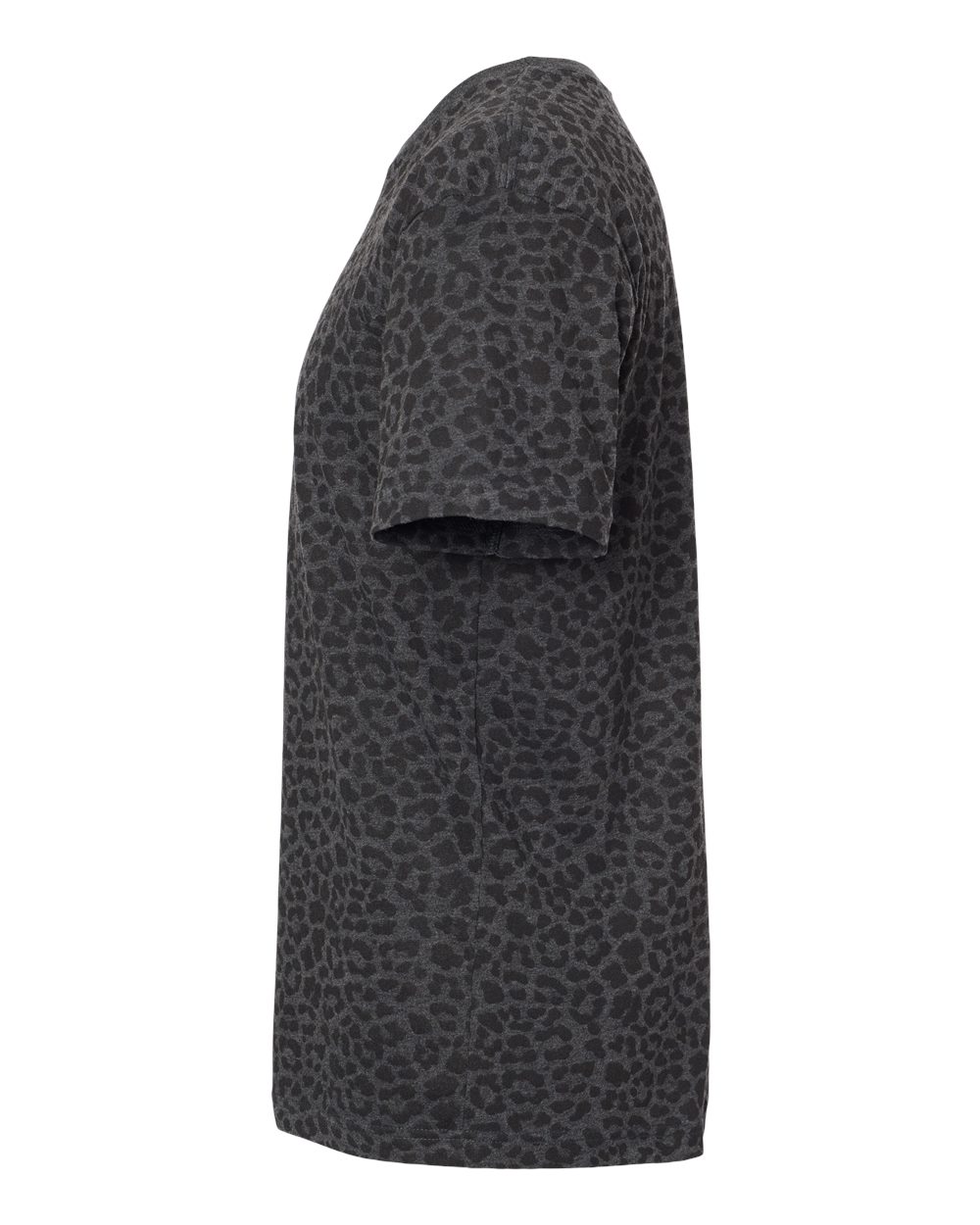 Left View of Black Leopard Fine Jersey Tee - 6901