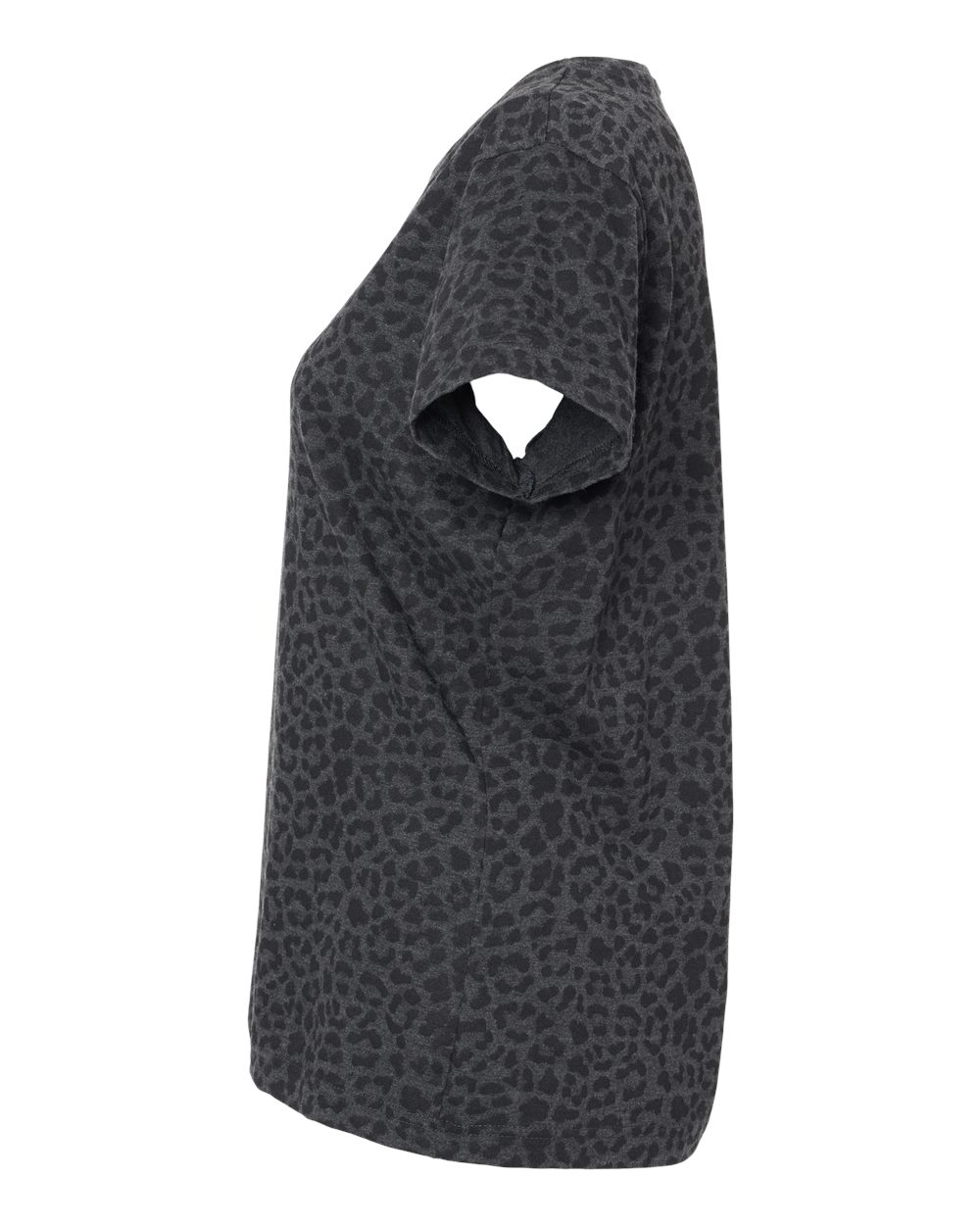 Left View of Black Leopard Women&#39;s Fine Jersey Tee - 3516
