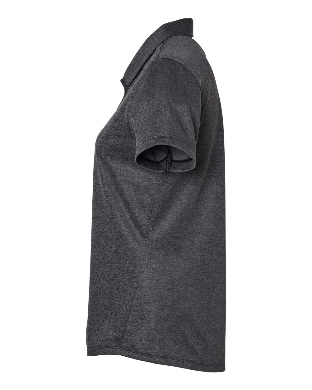 Left View of Black Melange Women&#39;s Space Dyed Polo - A592