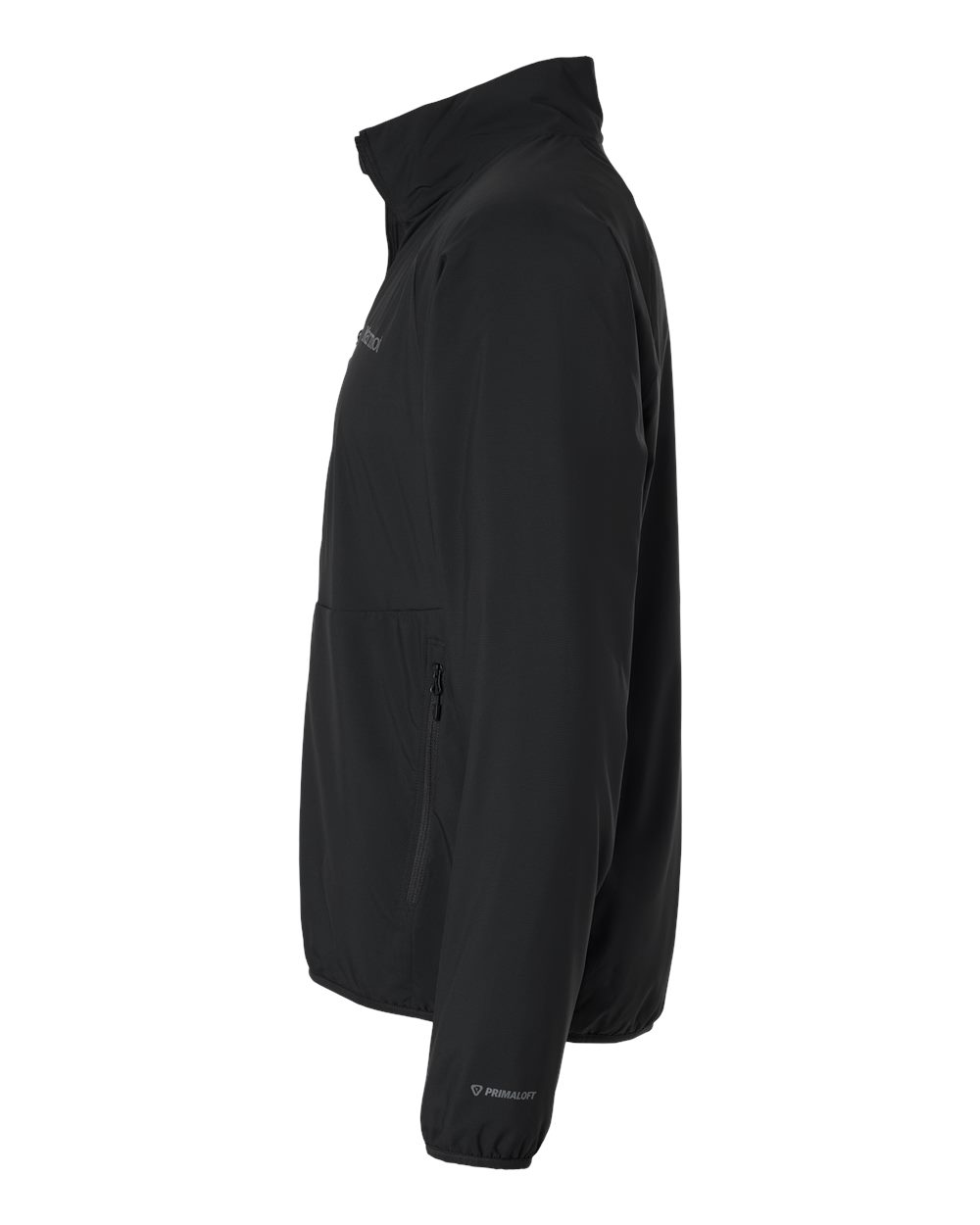 Left View of Black Men's Aerothermal Softshell Quarter-Zip Pullover - M16218 plain