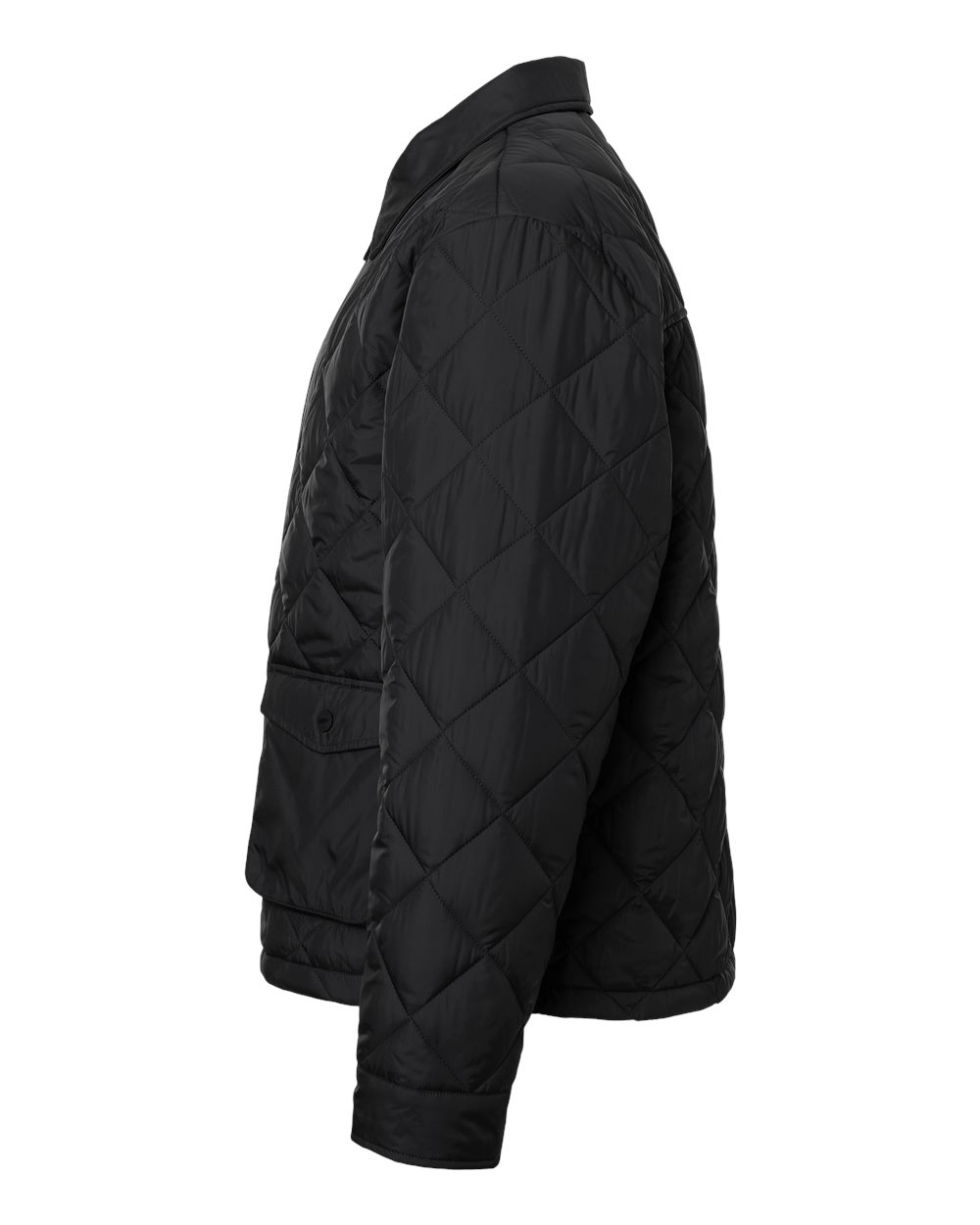 Left View of Black Men's Diamond Quilted Jacket - 27713