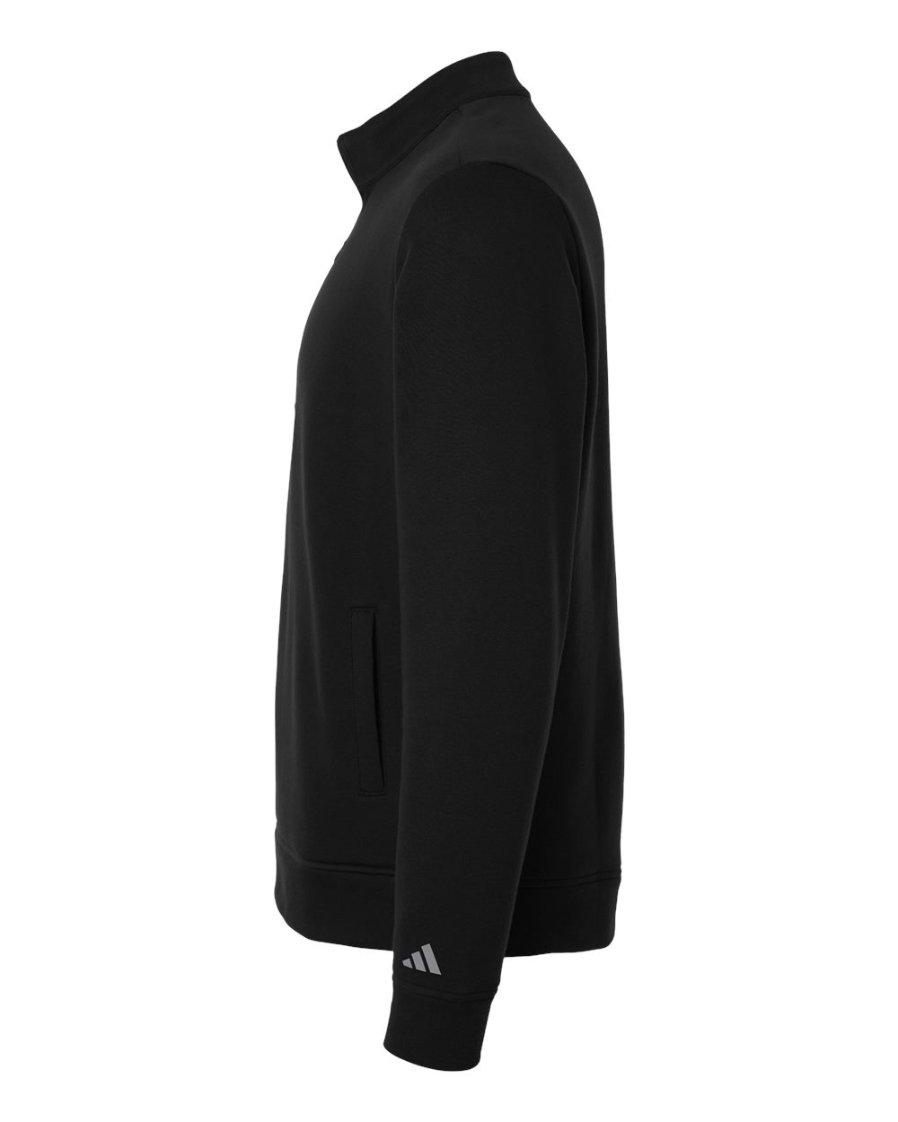 Left View of Black Men's Elevated Fleece Quarter-Zip Pullover - A721 plain