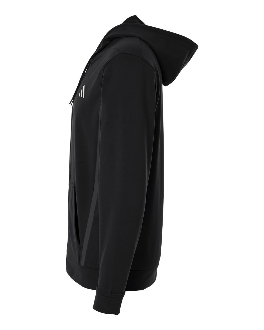 Left View of Black Men's Game & Go Fleece Full-Zip Hooded Sweatshirt - AT208