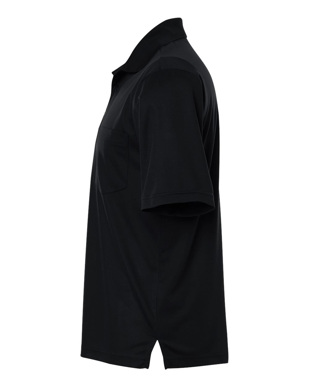 Left View of Black Men's Nova Performance Pique Pocket Polo - CE108P plain