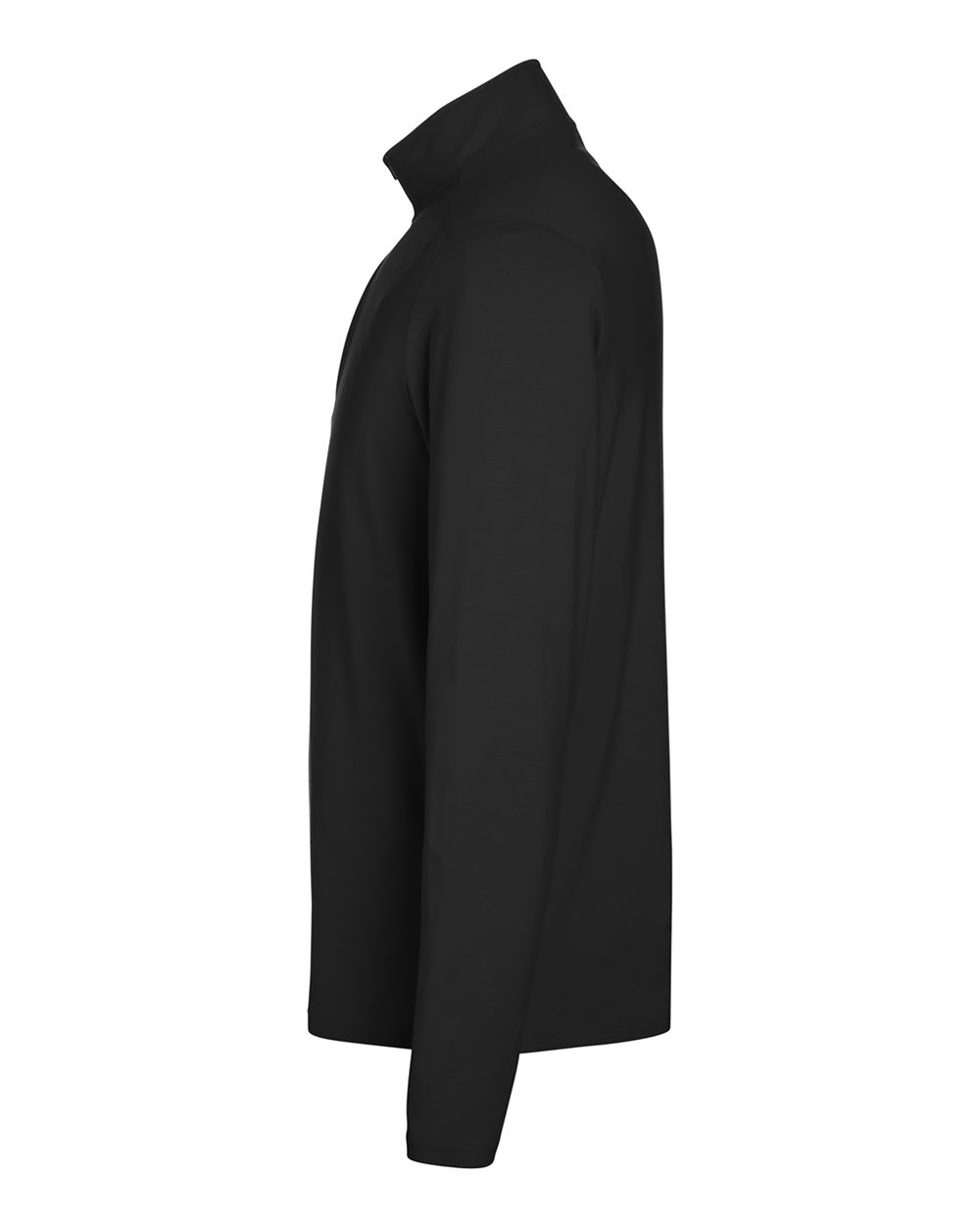 Rear View of Black Men's Raleigh Stretch Quarter-Zip Pullover - DG425
