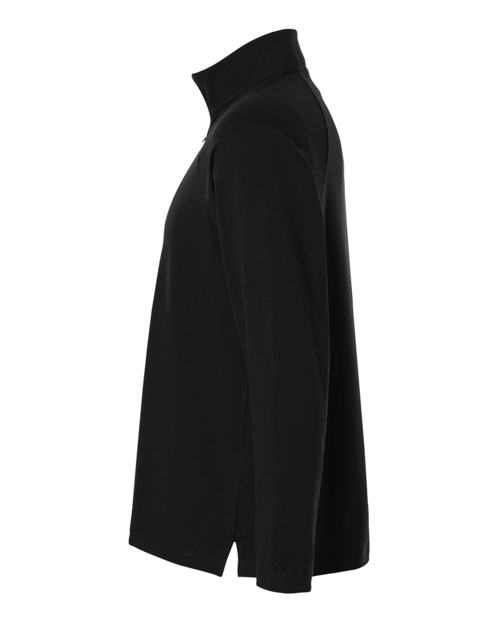 Left View of Black Men's Seaton Pebble Textured Quarter-Zip Pullover - DG402 plain
