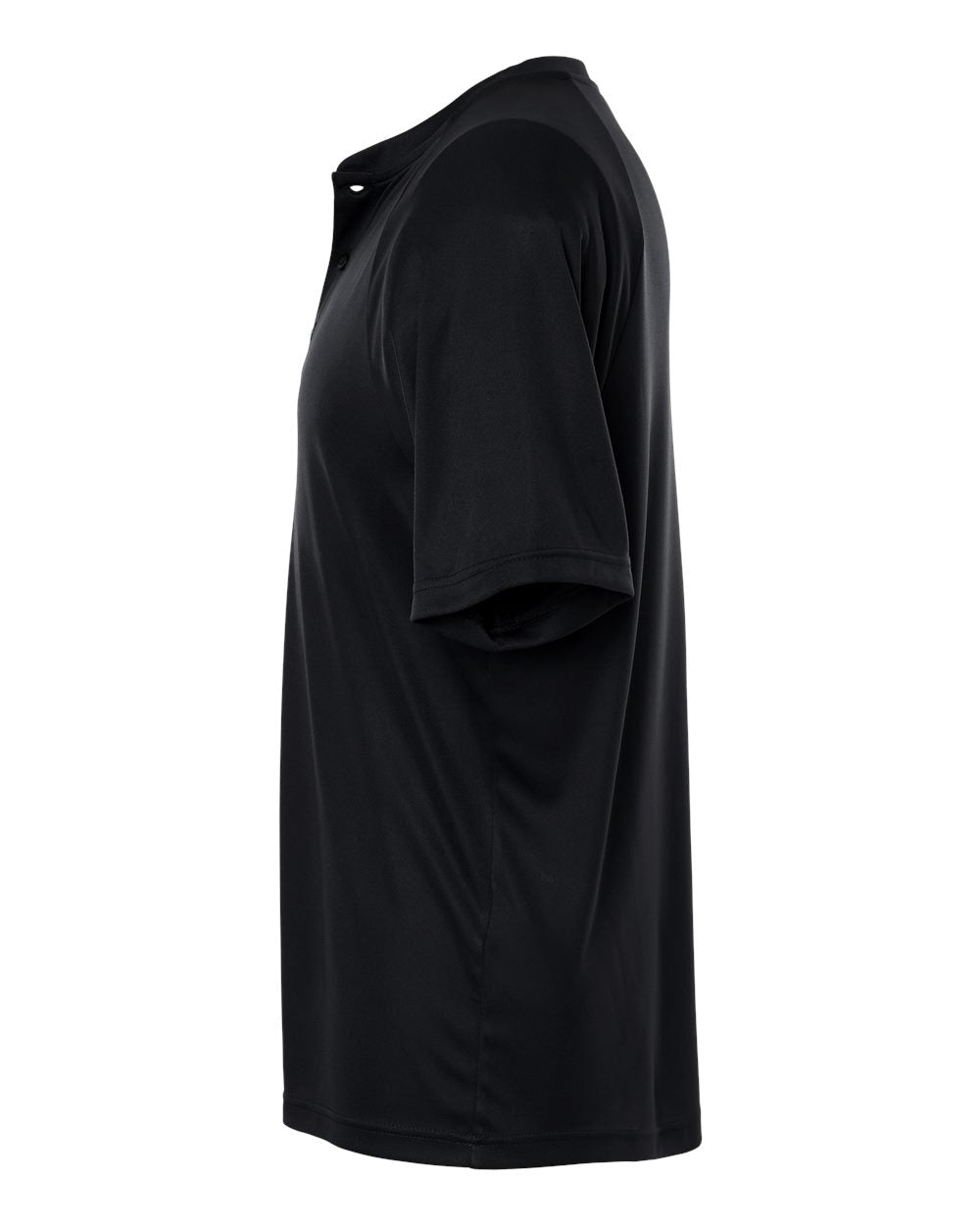 Left View of Black Men's Zone Performance Henley - TT11HN plain