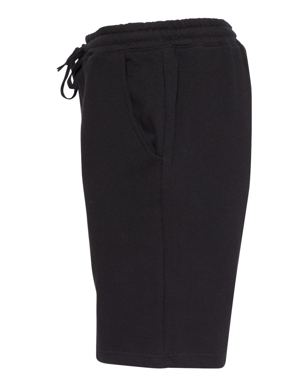 Left View of Black Midweight Fleece Shorts - IND20SRT