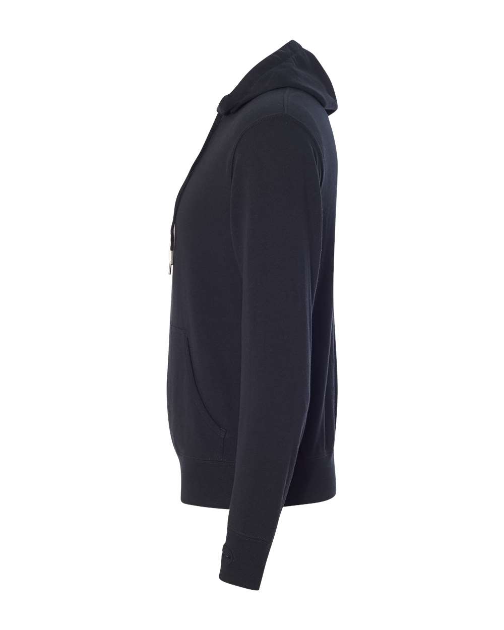 Left View of Black Midweight French Terry Hooded Sweatshirt - PRM90HT