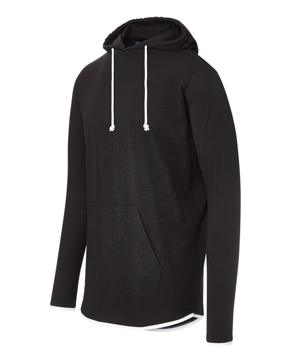 Left View of Black Miles Slub Hooded Long Sleeve T-Shirt - 24401