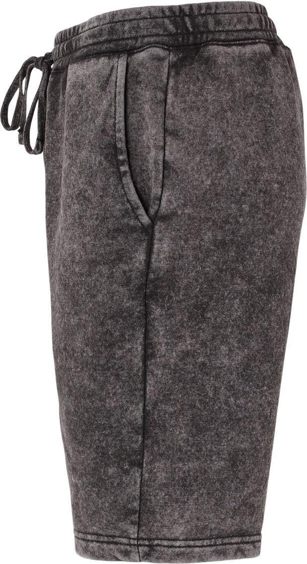 Left View of Black Mineral Wash Fleece Shorts - PRM50STMW