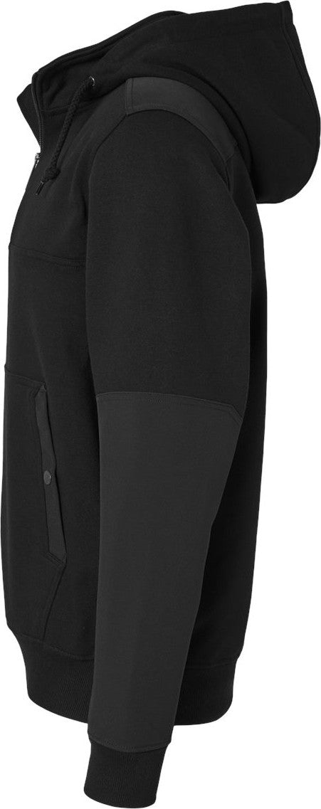 Left View of Black Mission Quarter-Zip Hooded Pullover - 7349