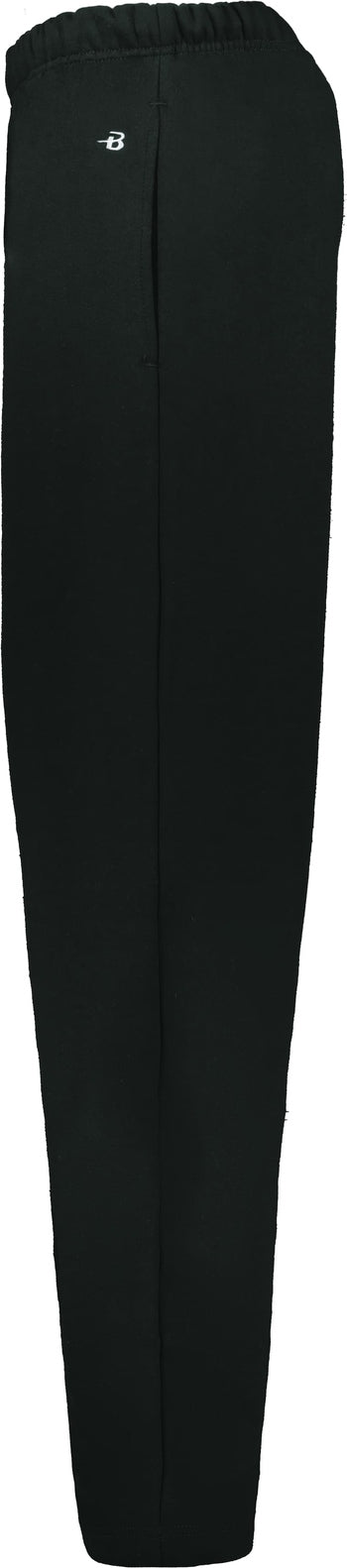 Left View of BLACK OPEN BOTTOM FLEECE PANT