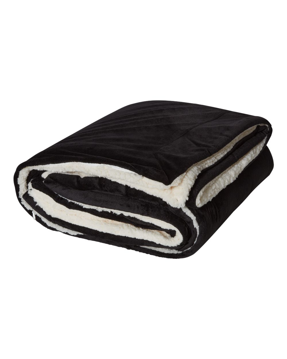 Left View of Black Oversized Mink Sherpa Blanket - 8726