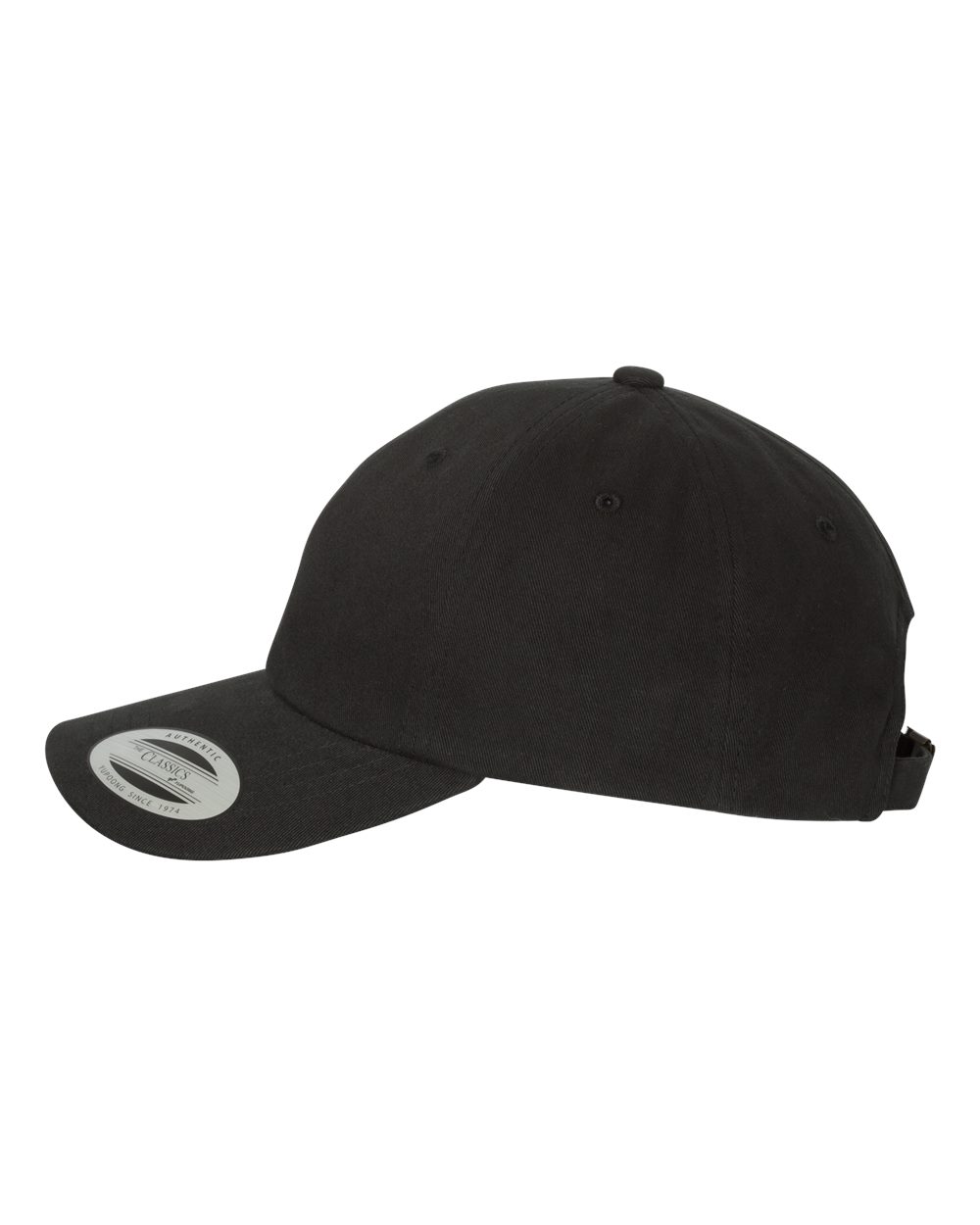 Left View of Black Peached Cotton Twill Dad Hat - 6245PT