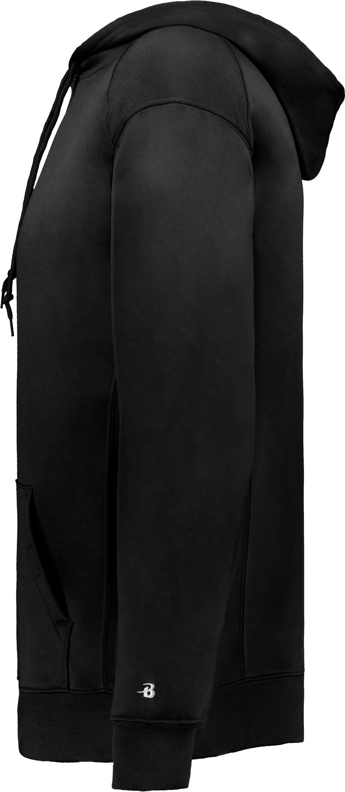 Left View of BLACK PERFORMANCE FLEECE HOODIE