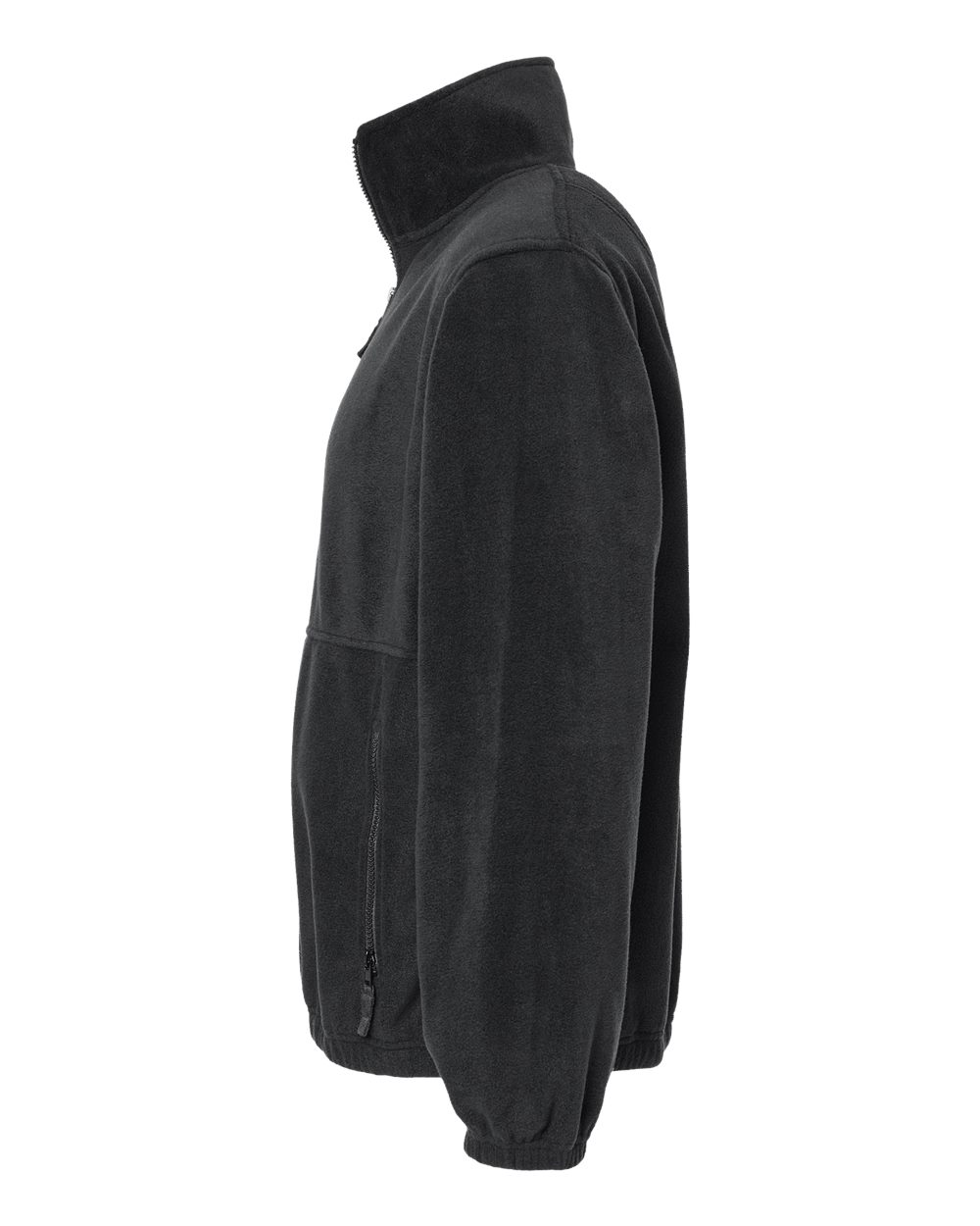 Left View of Black Polar Fleece Full-Zip Jacket - 3062