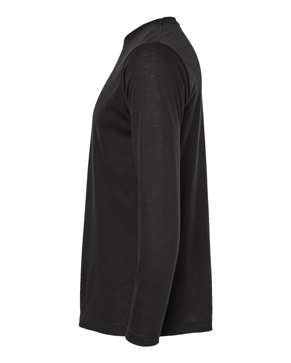 Left View of Black Poly-Rich Long Sleeve T-Shirt - 242