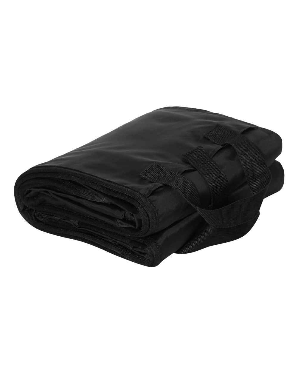 Left View of Black Polyester/Nylon Picnic Blanket - 8701 plain