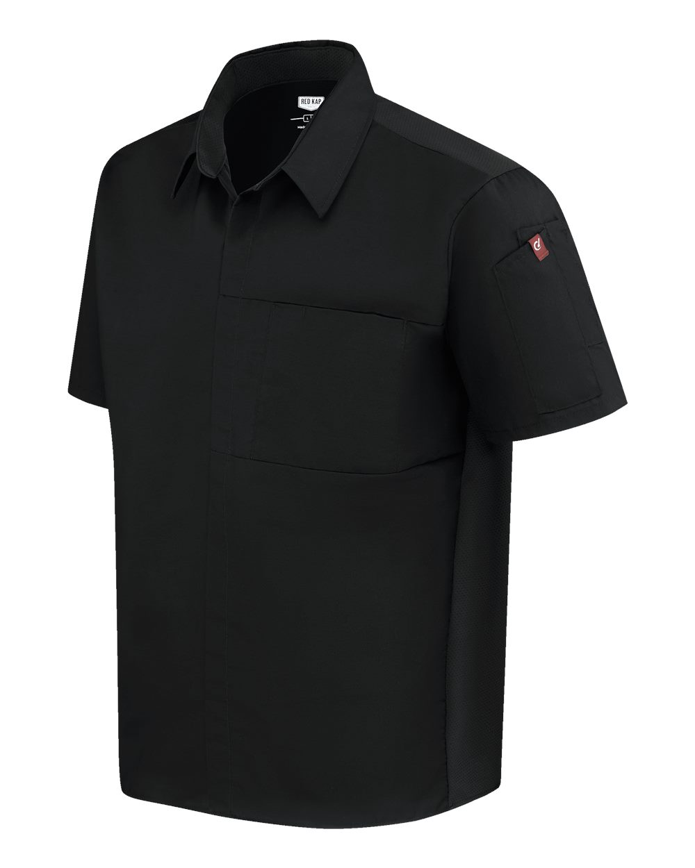 Left View of Black Poplin Airflow Cook Shirt with OilBlok - 502M