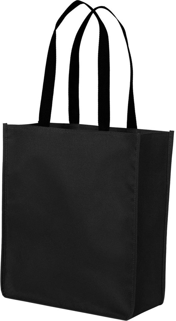 Left View of Black Port Authority Upright Essential Tote BG431