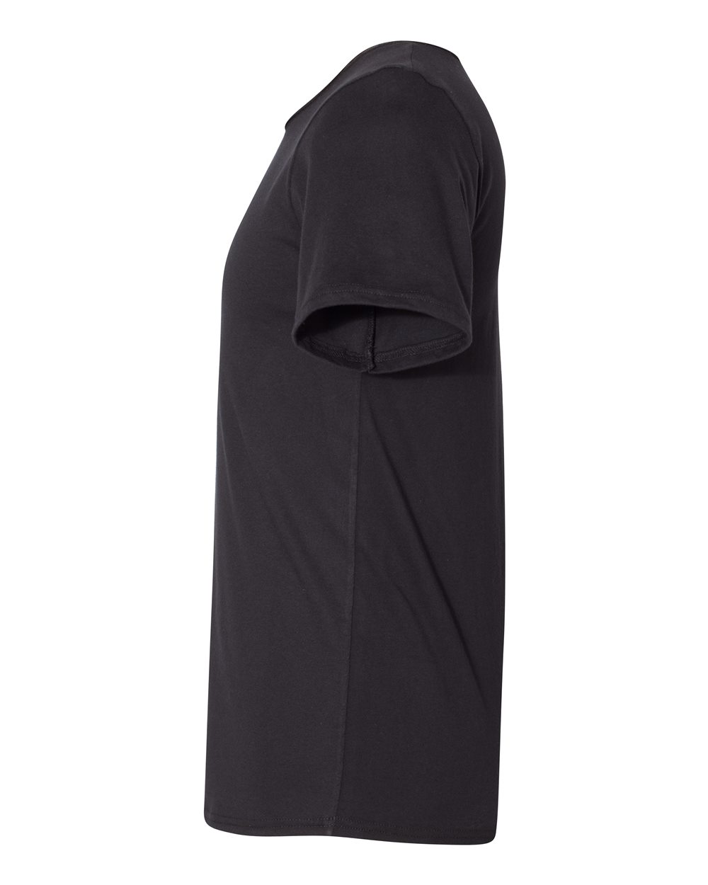 Left View of Black Raw Neck Tee - 3014
