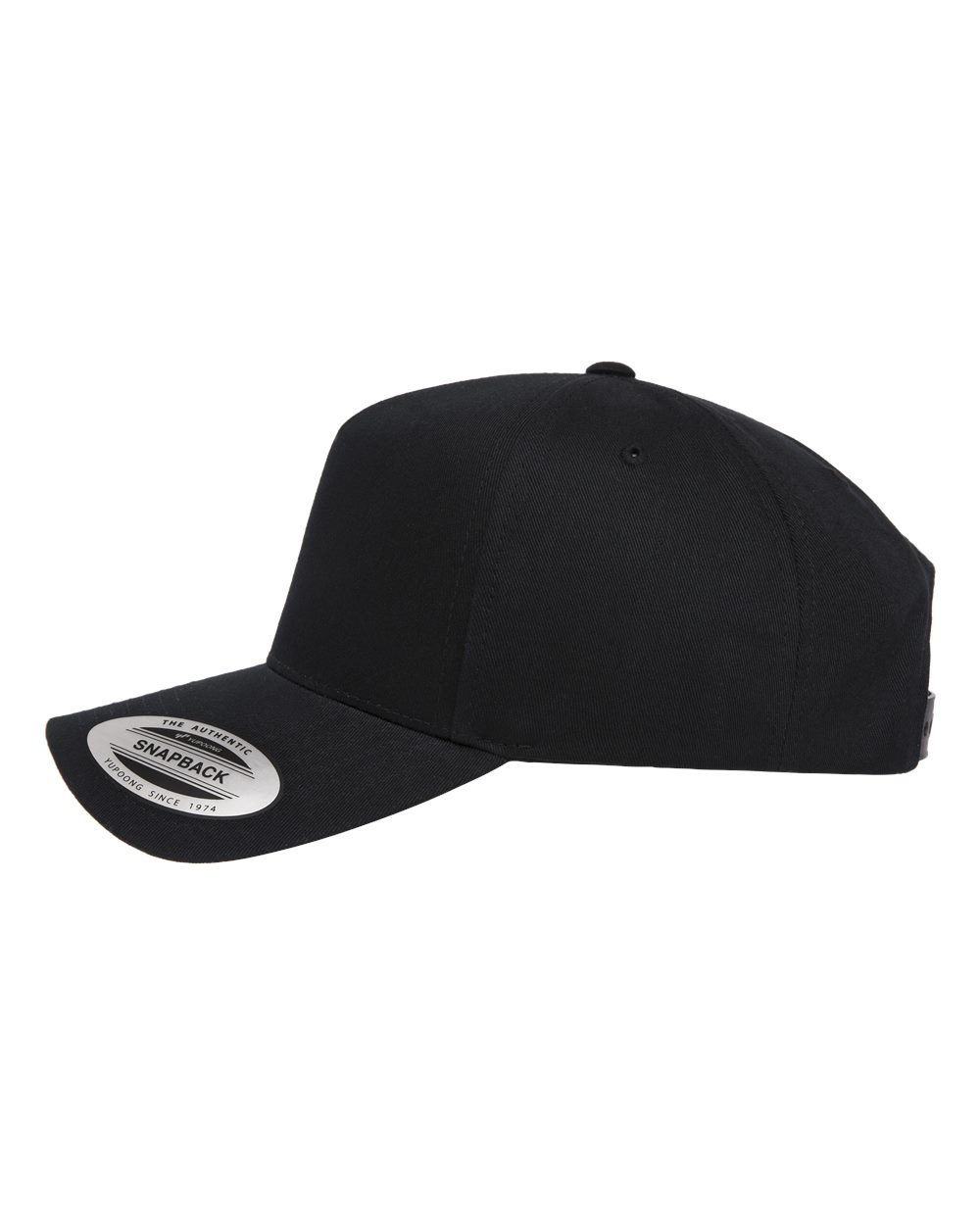 Left View of Black Retro Cotton Blend Trucker Snapback Cap - 5079