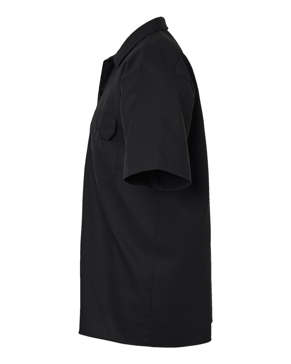 Left View of Black Short Sleeve Work Shirt - 2574