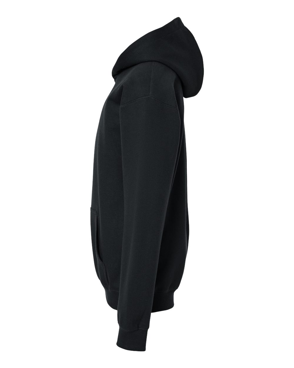 Left View of Black Softstyle® Youth Midweight Hooded Sweatshirt - SF500B