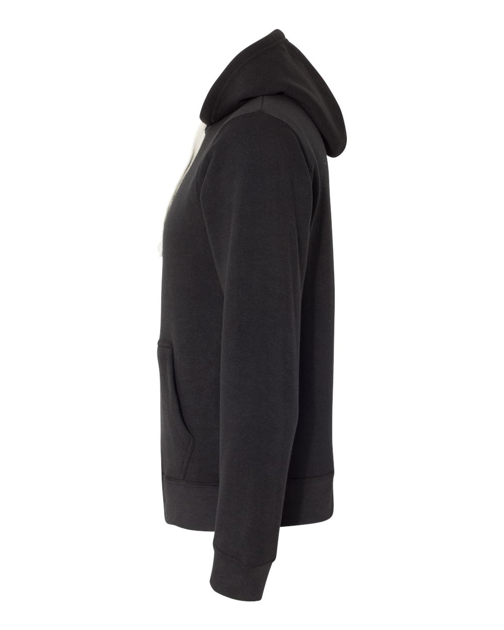 Left View of Black Solid Triblend Fleece Hooded Sweatshirt - 8871