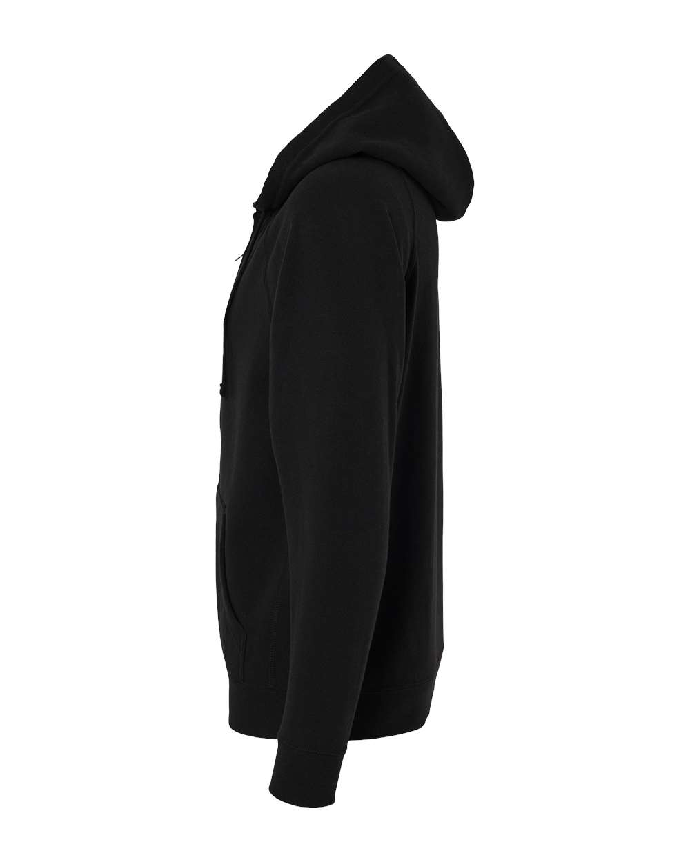 Left View of Black Special Blend Raglan Full-Zip Hooded Sweatshirt - PRM33SBZ