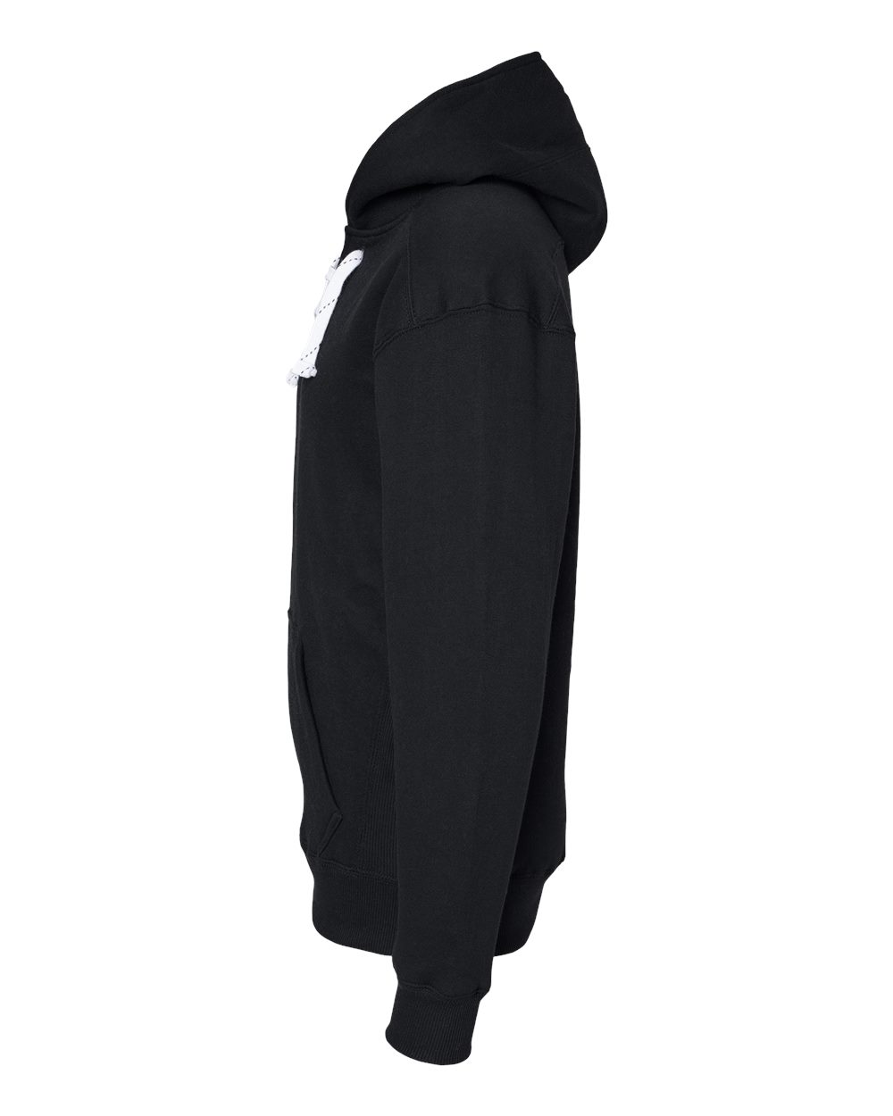 Left View of Black Sport Lace Hooded Sweatshirt - 8830