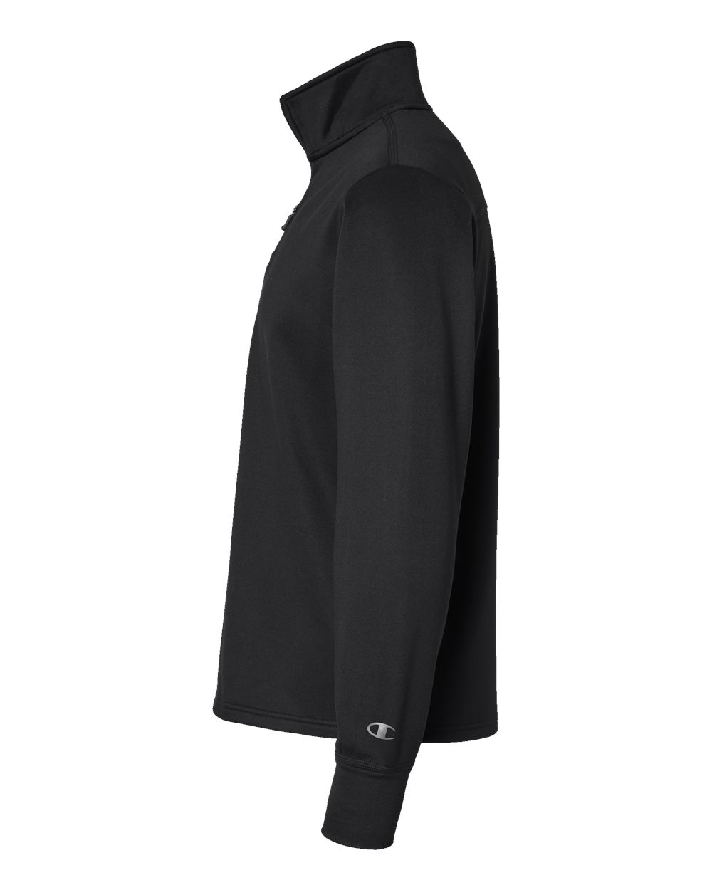 Left View of Black Sport Quarter-Zip Pullover - CHP190