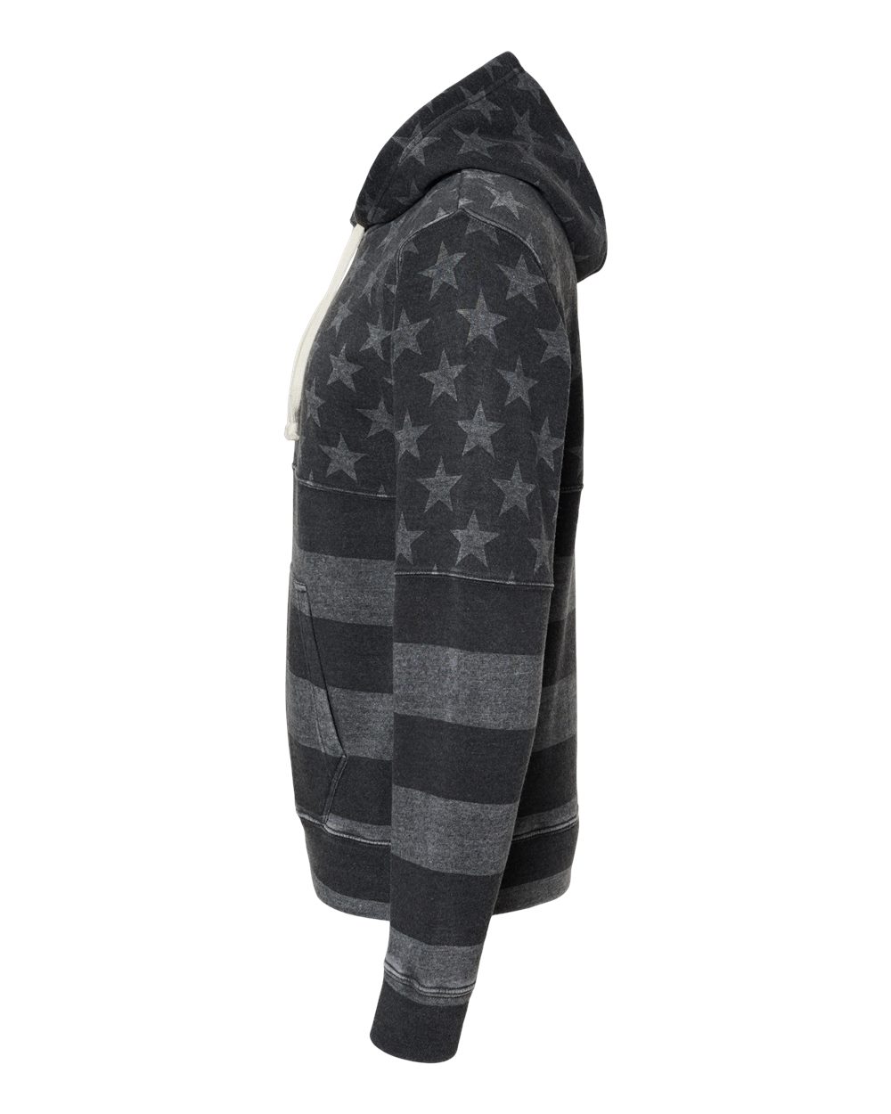 Left View of Black Stars &amp; Stripes Triblend Triblend Fleece Hooded Sweatshirt - 8871